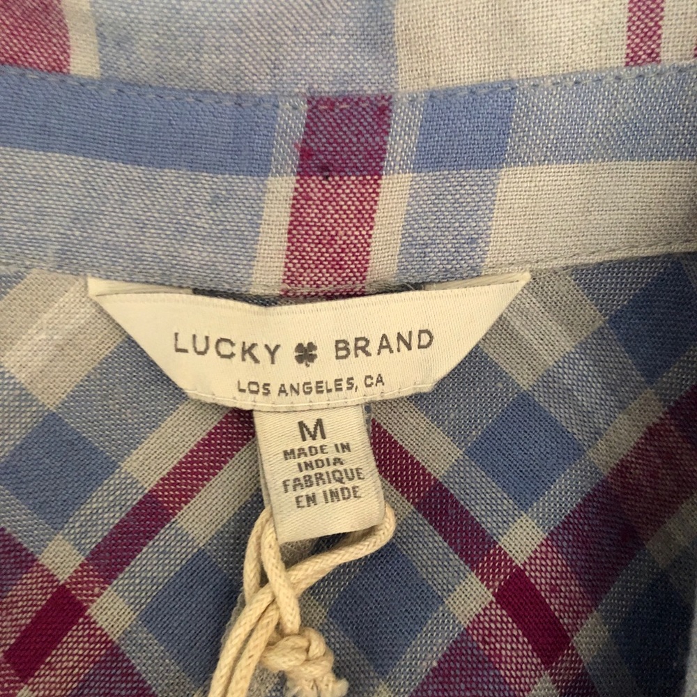 Lucky Brand Classic Plaid Short Sleeve Shirt M NWT - Picture 7 of 10
